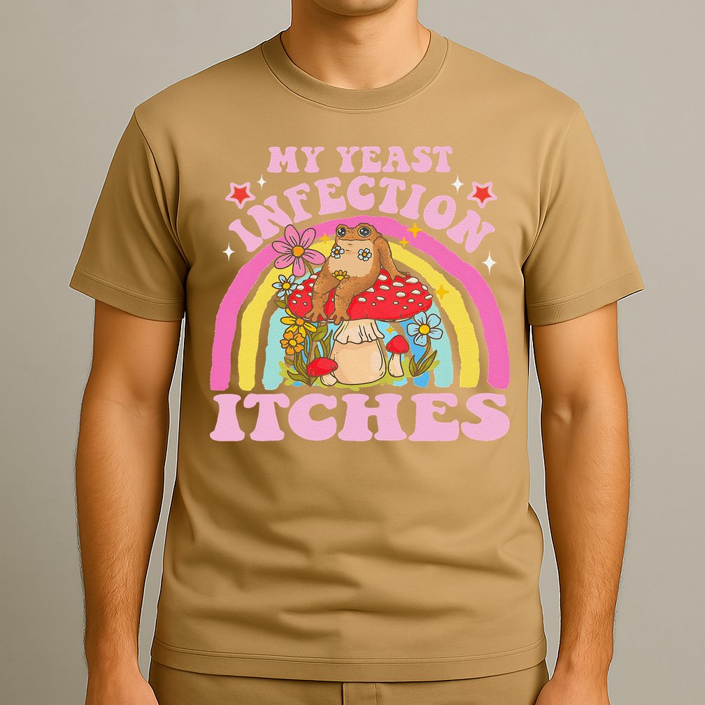 My Yeast Infection Itches Funny Mushroom Frog Meme Humor T-Shirt