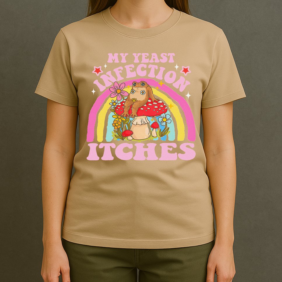 My Yeast Infection Itches Funny Mushroom Frog Meme Humor T-Shirt