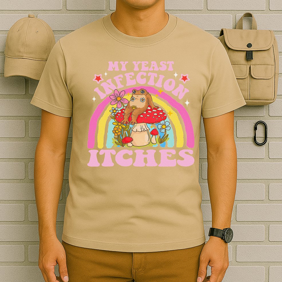 My Yeast Infection Itches Funny Mushroom Frog Meme Humor T-Shirt