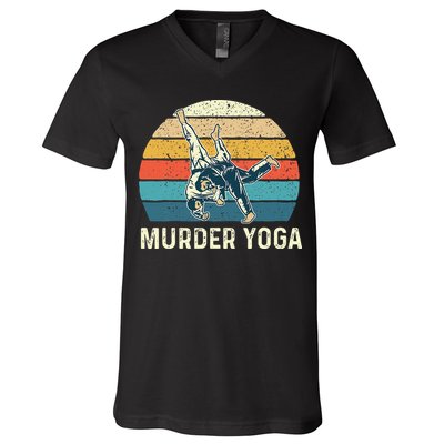 Murder Yoga Jiu Jitsu Grappler Martial Arts Coach BJJ V-Neck T-Shirt