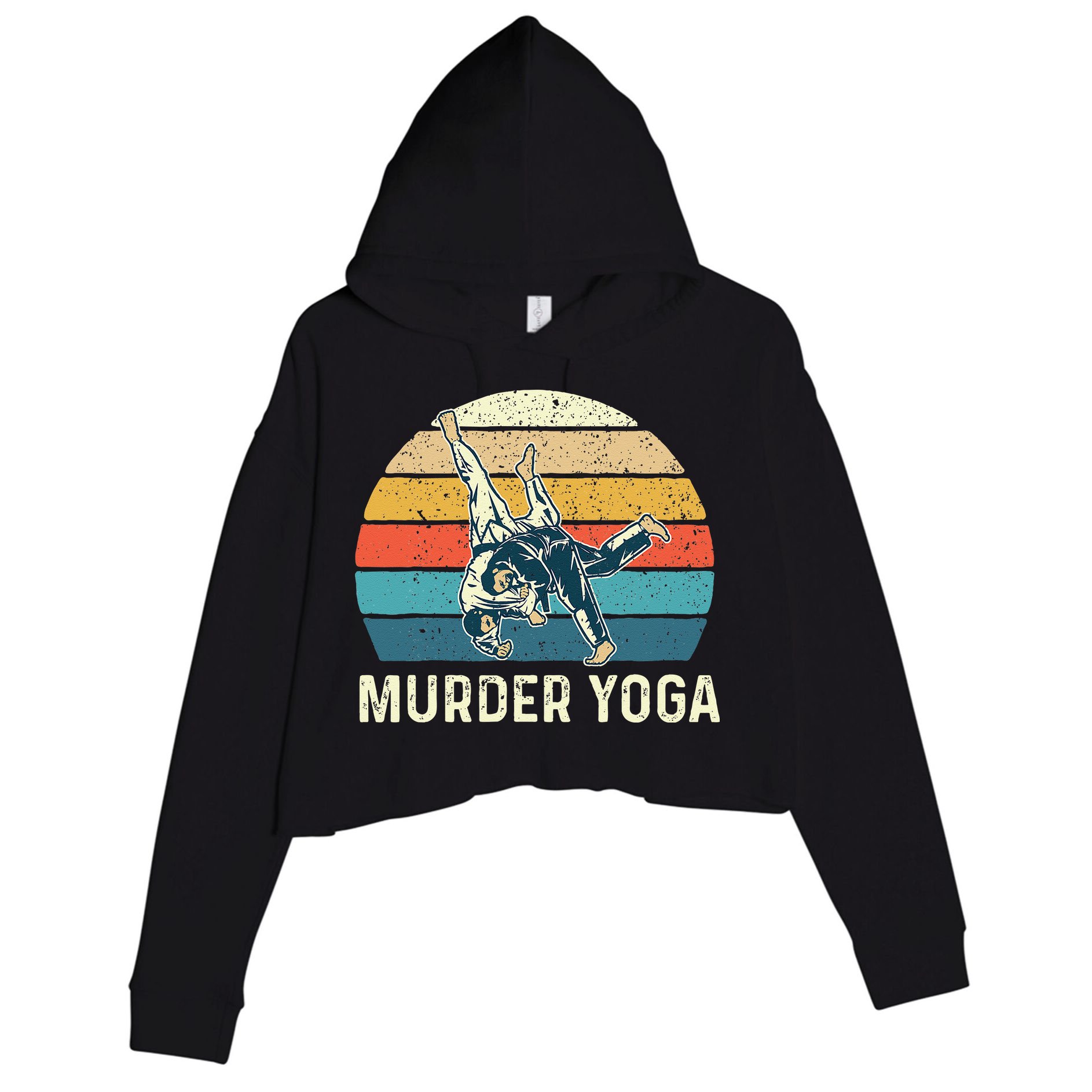 Murder Yoga Jiu Jitsu Grappler Martial Arts Coach BJJ Crop Fleece Hoodie