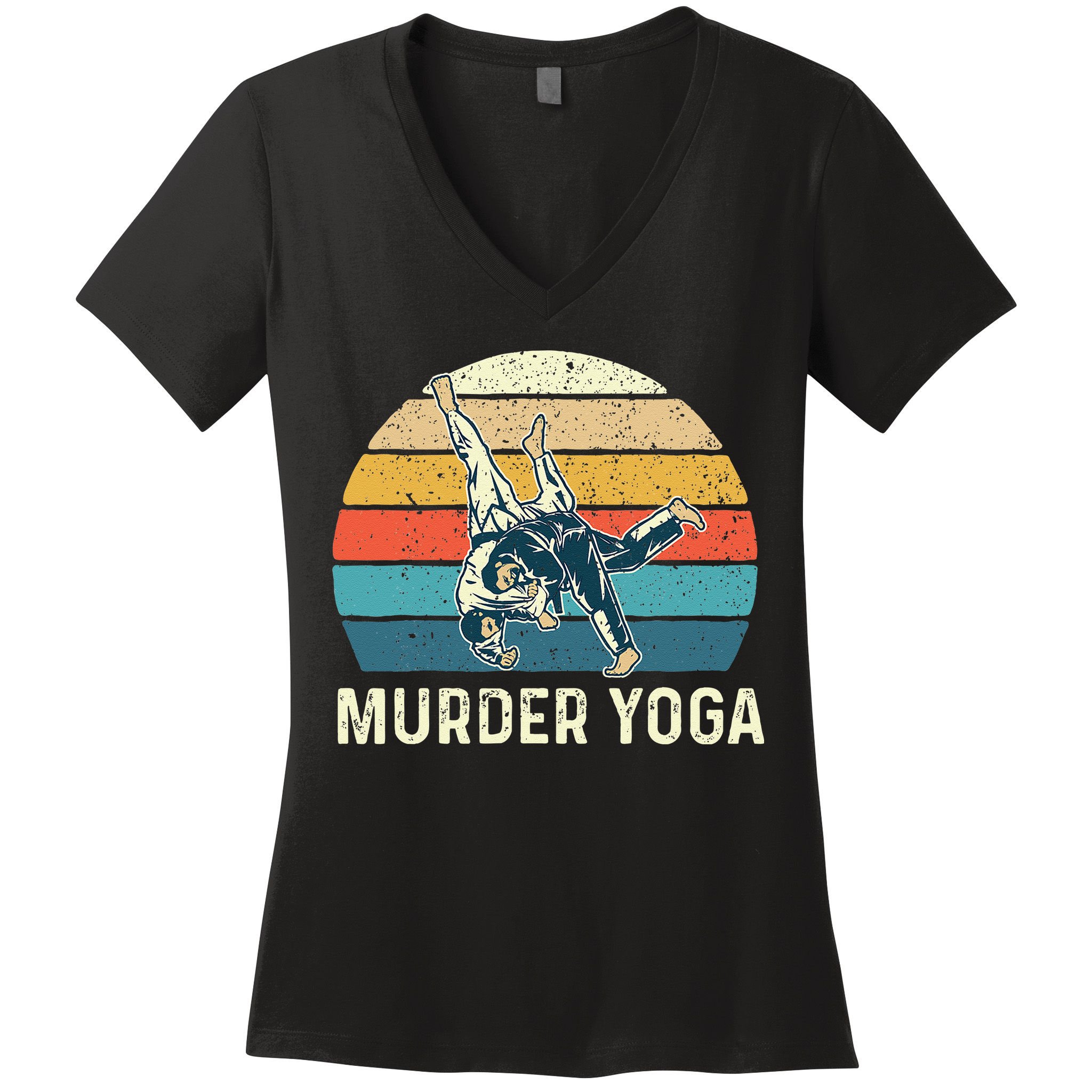 Murder Yoga Jiu Jitsu Grappler Martial Arts Coach BJJ Women's V-Neck T-Shirt