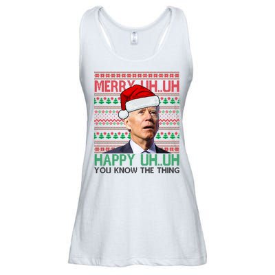 Merry You Know The Thing Funny Joe Biden Christmas Ladies Essential Flowy Tank