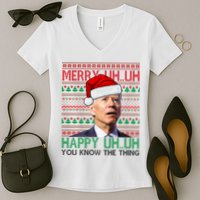 Merry You Know The Thing Funny Joe Biden Christmas Women's V-Neck T-Shirt