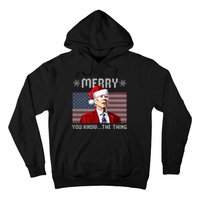 Merry You Know The Thing Christmas Biden Santa American Flag Hoodie