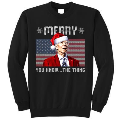 Merry You Know The Thing Christmas Biden Santa American Flag Sweatshirt