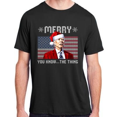 Merry You Know The Thing Christmas Biden Santa American Flag Adult ChromaSoft Performance T-Shirt