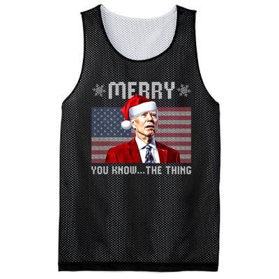 Merry You Know The Thing Christmas Biden Santa American Flag Mesh Reversible Basketball Jersey Tank