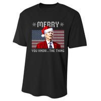 Merry You Know The Thing Christmas Biden Santa American Flag Performance Sprint T-Shirt