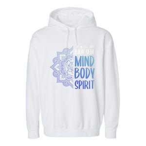 Magic Yoga Love Your Self Meditation Spirit Henna Lotus Gift Garment-Dyed Fleece Hoodie