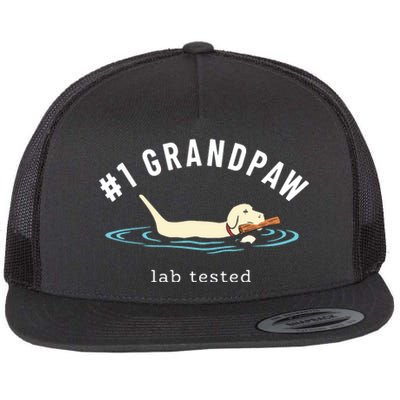 Men Yellow Labrador Retriever Dog Grandpa 1 Grandpaw Flat Bill Trucker Hat