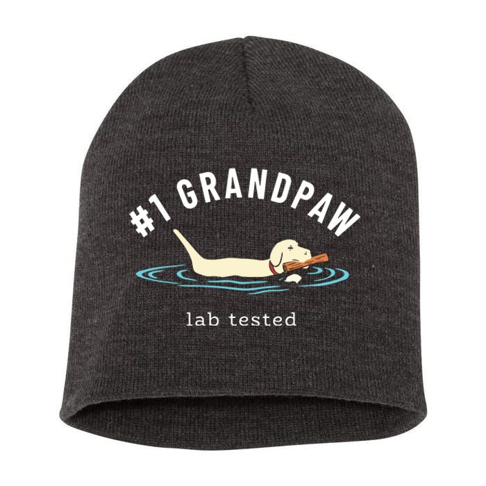 Men Yellow Labrador Retriever Dog Grandpa 1 Grandpaw Short Acrylic Beanie