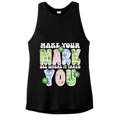 Mark Your Mark See Where It Takes You Dot Day Ladies PosiCharge Tri-Blend Wicking Tank