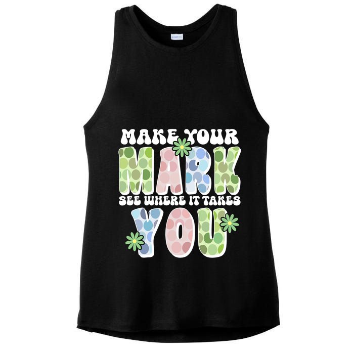 Mark Your Mark See Where It Takes You Dot Day Ladies PosiCharge Tri-Blend Wicking Tank
