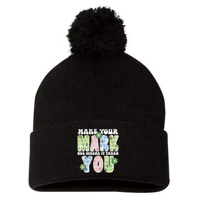 Mark Your Mark See Where It Takes You Dot Day Pom Pom 12in Knit Beanie