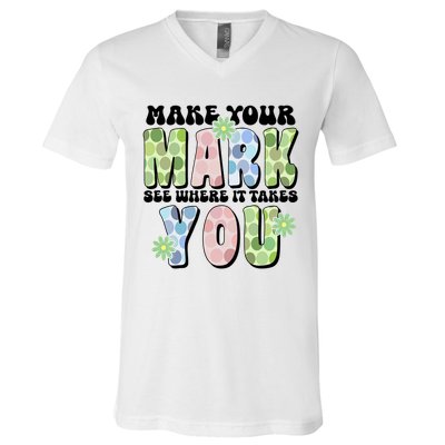 Mark Your Mark See Where It Takes You Dot Day V-Neck T-Shirt