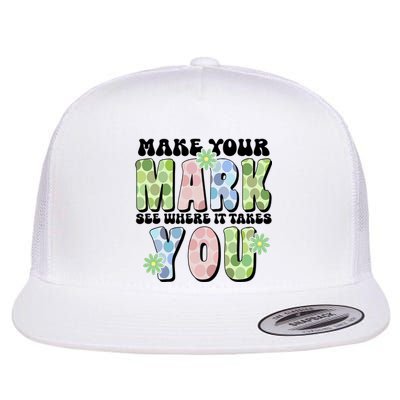 Mark Your Mark See Where It Takes You Dot Day Flat Bill Trucker Hat