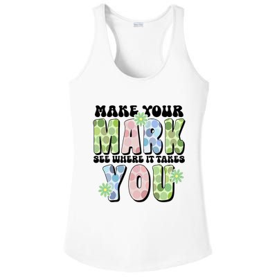 Mark Your Mark See Where It Takes You Dot Day Ladies PosiCharge Competitor Racerback Tank