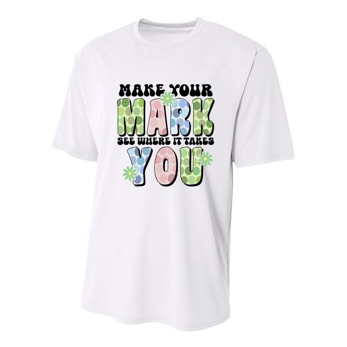 Mark Your Mark See Where It Takes You Dot Day Youth Performance Sprint T-Shirt