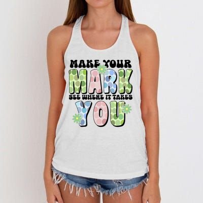 Mark Your Mark See Where It Takes You Dot Day Women's Knotted Racerback Tank