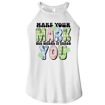 Mark Your Mark See Where It Takes You Dot Day Women's Perfect Tri Rocker Tank