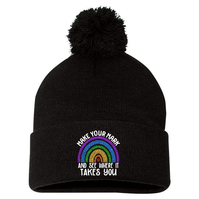 Make Your Mark And See Where It Takes You International Dot Day Pom Pom 12in Knit Beanie