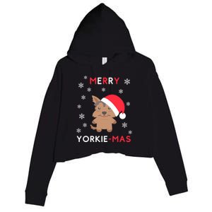 Merry Yorkie Mas Funny Christmas Yorkshire Terrier Xmas Gift Crop Fleece Hoodie