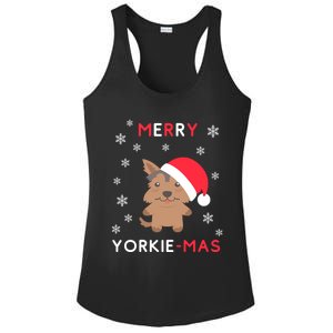 Merry Yorkie Mas Funny Christmas Yorkshire Terrier Xmas Gift Ladies PosiCharge Competitor Racerback Tank