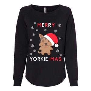 Merry Yorkie Mas Funny Christmas Yorkshire Terrier Xmas Gift Womens California Wash Sweatshirt