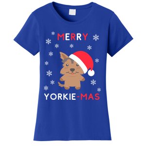 Merry Yorkie Mas Funny Christmas Yorkshire Terrier Xmas Gift Women's T-Shirt