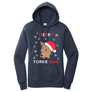 Merry Yorkie Mas Funny Christmas Yorkshire Terrier Xmas Gift Women's Pullover Hoodie