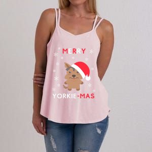 Merry Yorkie Mas Funny Christmas Yorkshire Terrier Xmas Gift Women's Strappy Tank