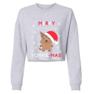 Merry Yorkie Mas Funny Christmas Yorkshire Terrier Xmas Gift Cropped Pullover Crew