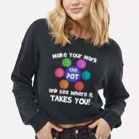 Make Your Mark And See Where It Takes You Dot Day Cropped Pullover Crew