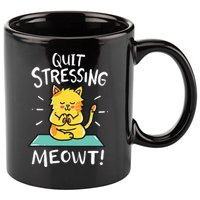 Meditation Yoga Meowt Cat Funny Cute Esoteric Gift 11oz C Handle Ceramic Mug