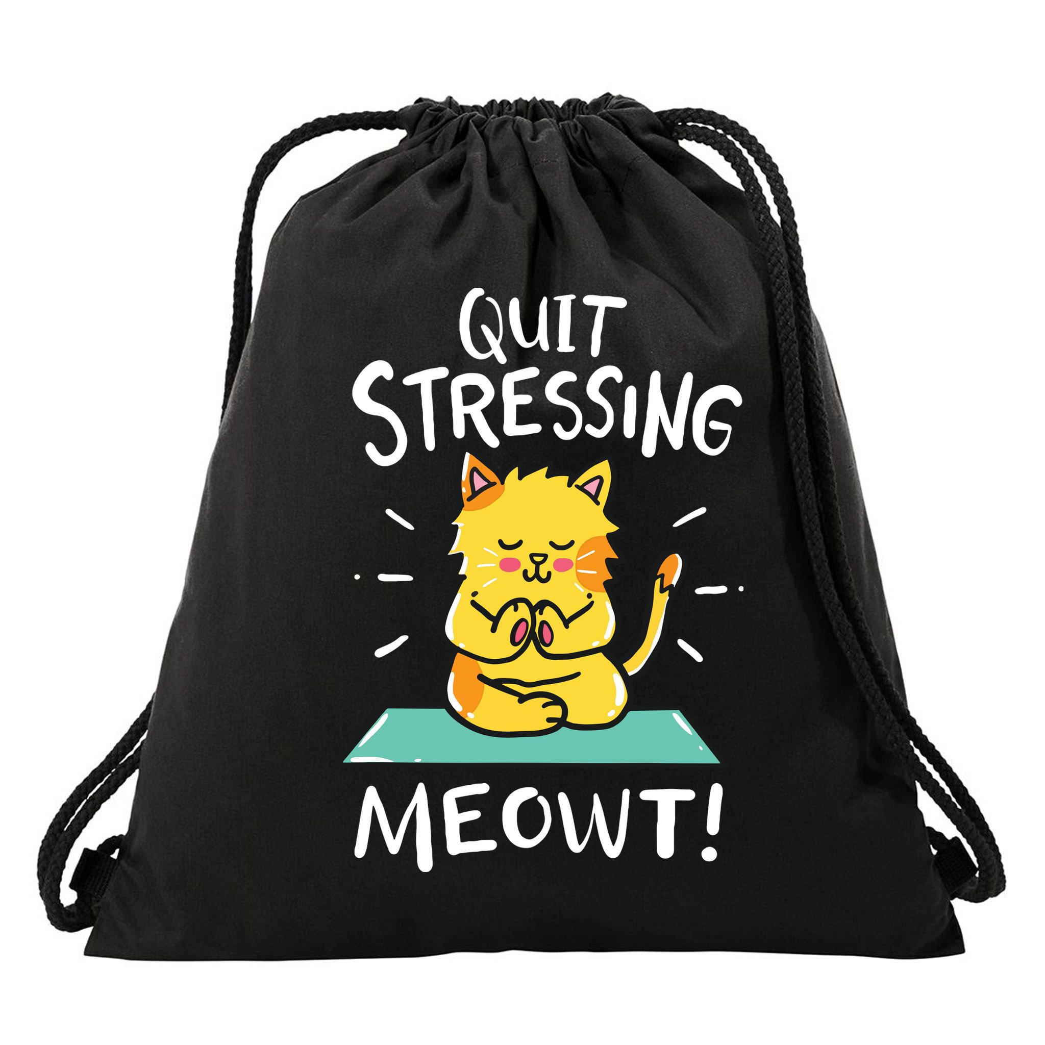 Meditation Yoga Meowt Cat Funny Cute Esoteric Gift Drawstring Bag