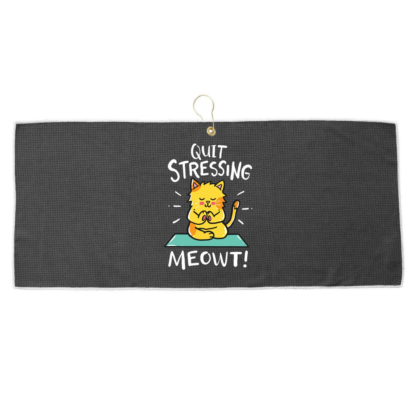 Meditation Yoga Meowt Cat Funny Cute Esoteric Gift Large Microfiber Waffle Golf Towel