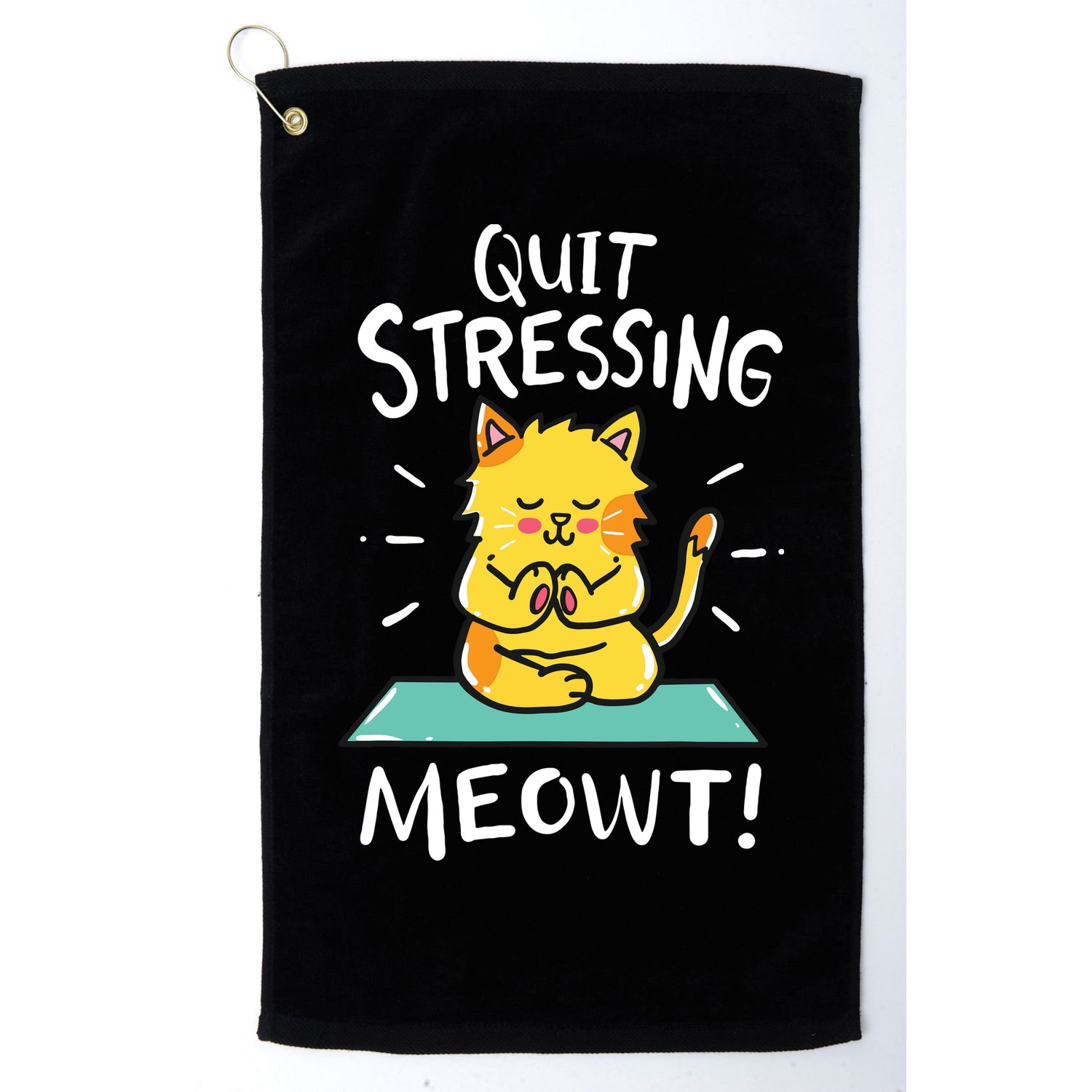 Meditation Yoga Meowt Cat Funny Cute Esoteric Gift Golf Towel