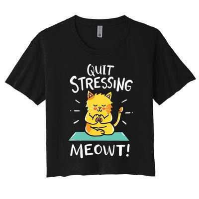 Meditation Yoga Meowt Cat Funny Cute Esoteric Gift Crop Top