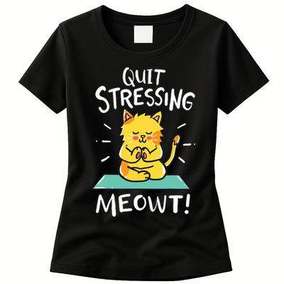 Meditation Yoga Meowt Cat Funny Cute Esoteric Gift Womens T-Shirt