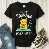 Meditation Yoga Meowt Cat Funny Cute Esoteric Gift Womens T-Shirt