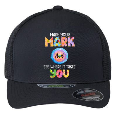 Make Your Mark Dot Day See Where It Takes You Gift Flexfit Unipanel Trucker Cap