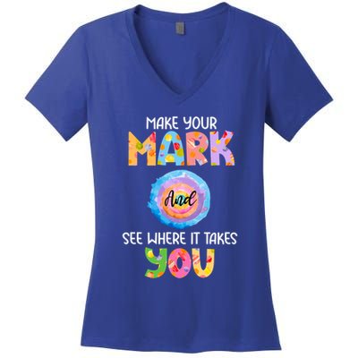 Make Your Mark Dot Day See Where It Takes You Gift Women's V-Neck T-Shirt