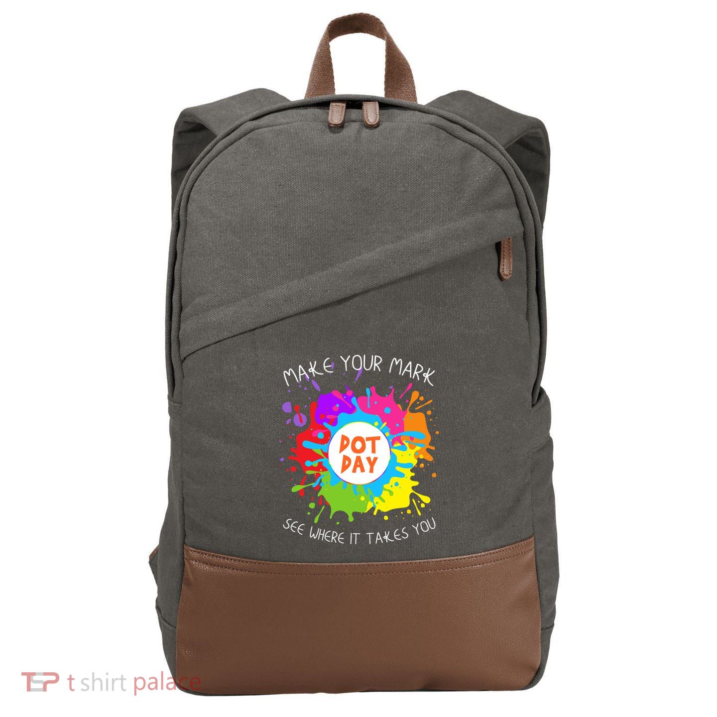 Make Your Mark Dot Day See Where It Takes You Gift Cotton Canvas Backpack