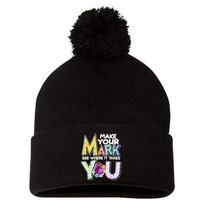 Make Your Mark See Where It Takes You Pom Pom 12in Knit Beanie