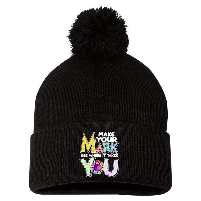 Make Your Mark See Where It Takes You Pom Pom 12in Knit Beanie