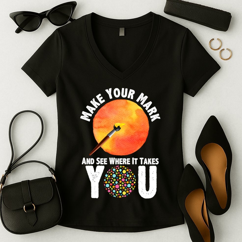 Make Your Mark And See Where It Takes You Dot Day Women's V-Neck T-Shirt