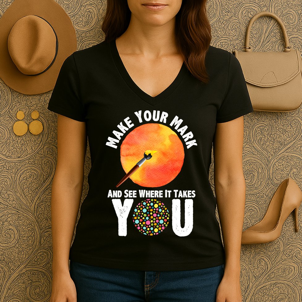 Make Your Mark And See Where It Takes You Dot Day Women's V-Neck T-Shirt