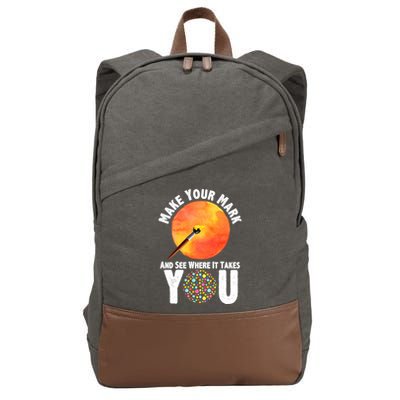 Make Your Mark And See Where It Takes You Dot Day Cotton Canvas Backpack