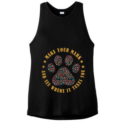 Make Your Mark Dot Day Paw Print Ladies PosiCharge Tri-Blend Wicking Tank